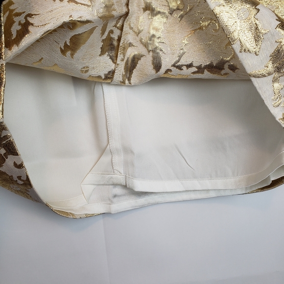 Line & Dot Damask Pleated Metallic Skirt - Picture 4 of 6